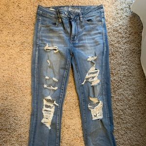 American eagle long ripped jeans